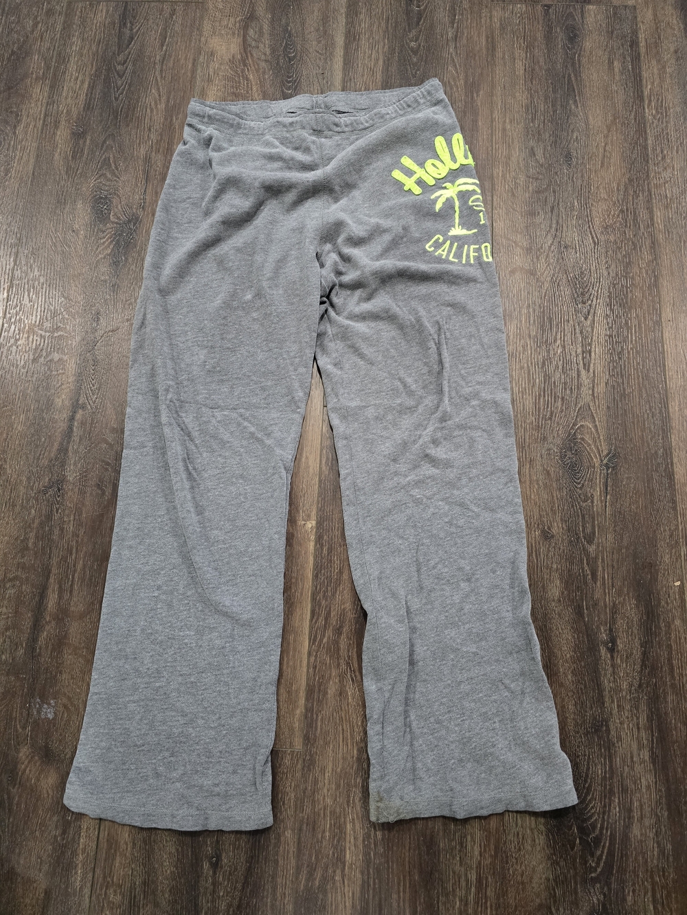 Y2K Hollister Gray Sweatpants with Neon Lime Trim